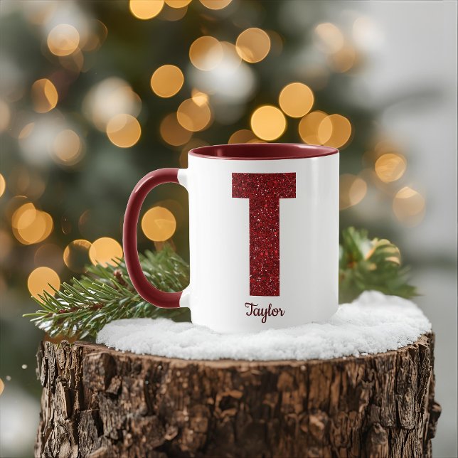 Moderne Glitter-Monogramm-Tasse mit Namen Tasse (Von Creator hochgeladen)