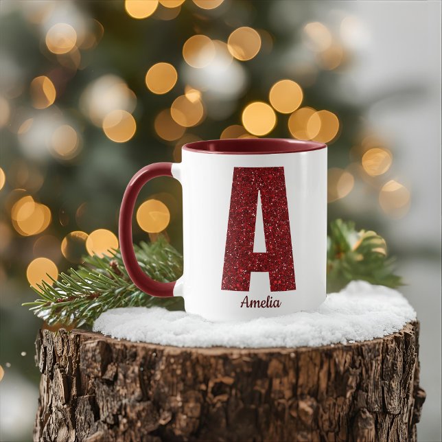 Moderne Glitter-Monogramm-Tasse mit Namen Tasse (Von Creator hochgeladen)
