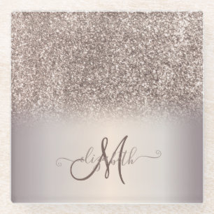 Moderne Glitter-Ombre-Kühle-Monogramm Glasuntersetzer