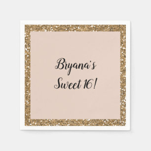 Moderne Glitter-Roségold-Blush Glam Sweet 16-Party Serviette