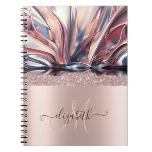 Moderne Glitter-Roségold-Monogramm-Abstrakt Notizblock