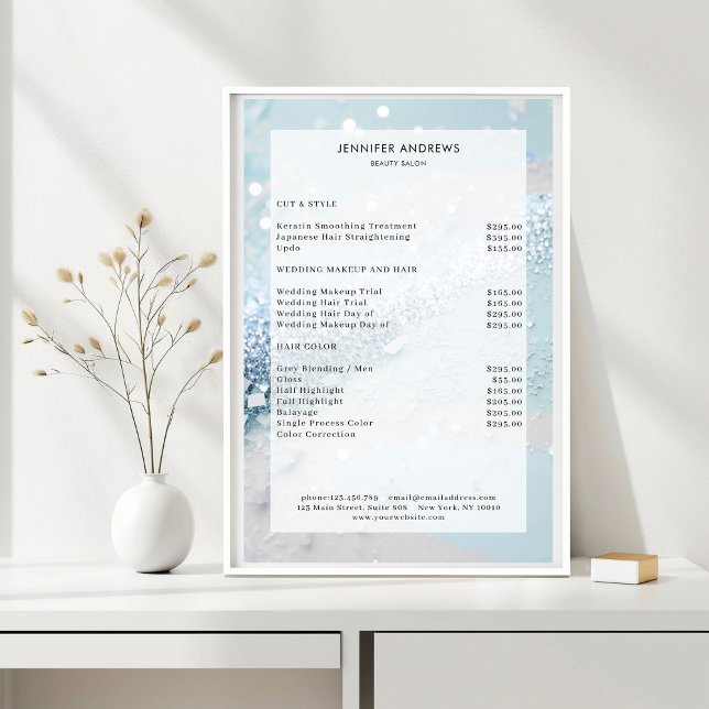 Moderne Glitter-Salon-Preisliste Poster (Von Creator hochgeladen)