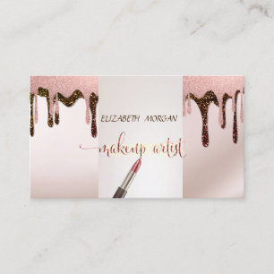 Moderne Glitter-Tropfen, Lippenstift, Visagist Visitenkarte