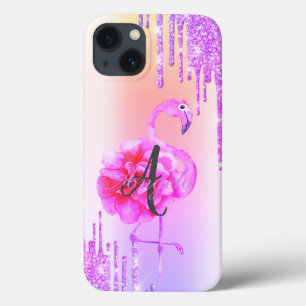 Moderne Glitter-Tropfen, Ombre, Monogramm, Flaming Case-Mate iPhone Hülle