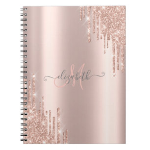 Moderne Glitter-Tropfen Roségold-Monogramm Notizblock