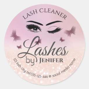 Moderne Glitterwink lash extension lash cleaner c Runder Aufkleber