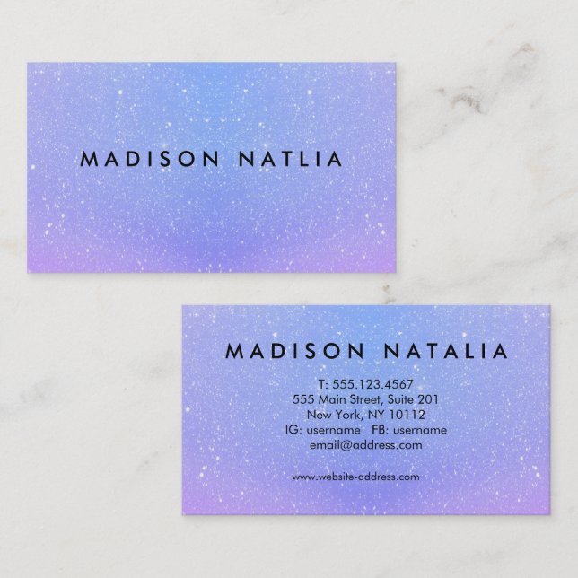 Moderne Glittery Ombre Beauty Salon Business Cards Visitenkarte (Vorne/Hinten)