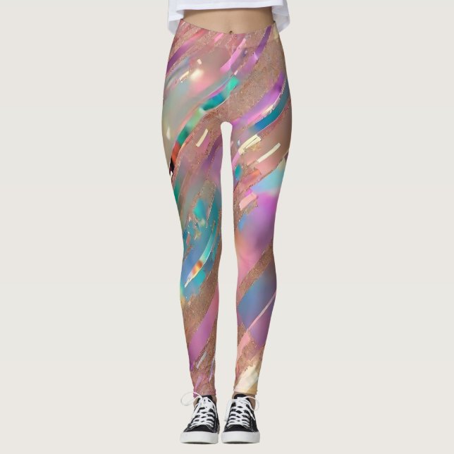 Moderne Glitzer Opal Holographic Collection Leggings (Vorderseite)