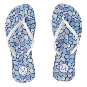 Moderne Glitzer Paisley Muster Monogram Flip Flops