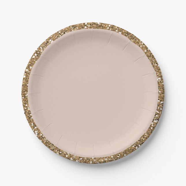 Moderne Glitzer Rose Gold Blush Glam Sweet 16 Part Pappteller (Vorderseite)