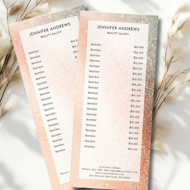 Moderne, Glitzer, Salon, preiswerte Rackkarte Werbekarte (Modern, glitter, salon, pricelist rack card)