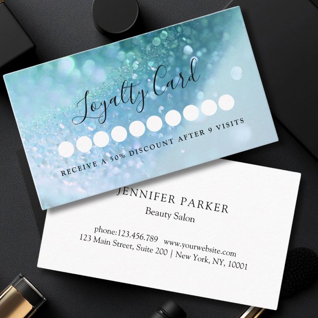 Moderne Glitzer Salon & Wellness-Center Loyalty Ca Visitenkarte (Modern Glitter Salon & Spa Loyalty Card)