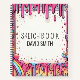 Moderne Glitzer-Tropfen mit Regenbogen-Rosa-Namens Notizbuch