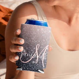 Moderne Glitzern in Schwarz und Rosa Glitzer Dosenkühler