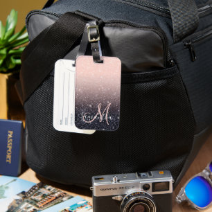 Moderne Glitzern in Schwarz und Rosa Glitzer Gepäckanhänger