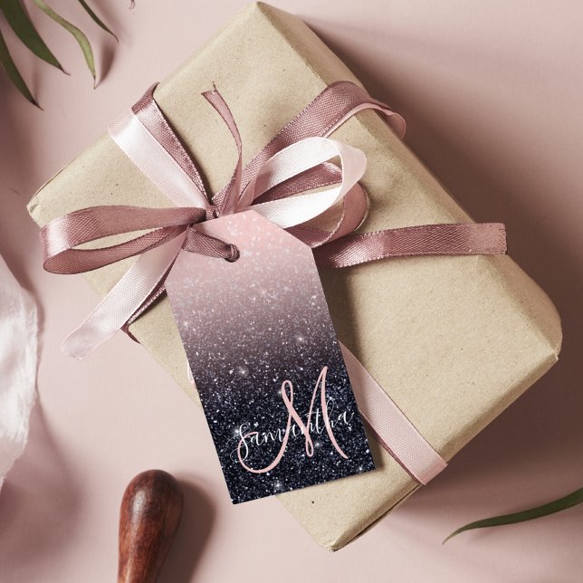 Moderne Glitzern in Schwarz und Rosa Glitzer Geschenkanhänger (Von Creator hochgeladen)