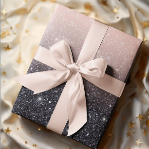 Moderne Glitzern in Schwarz und Rosa Glitzer Geschenkpapier