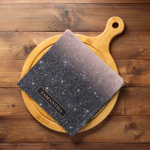 Moderne Glitzern in Schwarz und Rosa Glitzer Geschirrtuch