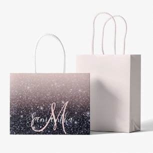 Moderne Glitzern in Schwarz und Rosa Glitzer Große Geschenktüte