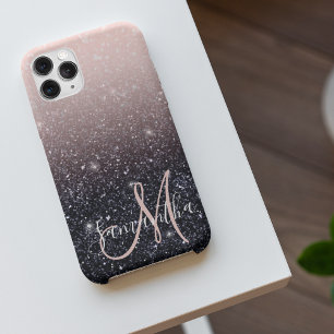 Moderne Glitzern in Schwarz und Rosa Glitzer iPhone 11Pro Max Hülle