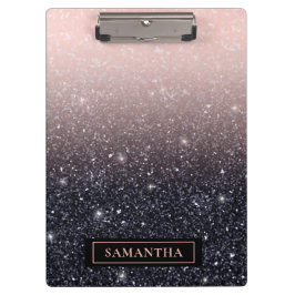 Moderne Glitzern in Schwarz und Rosa Glitzer Klemmbrett