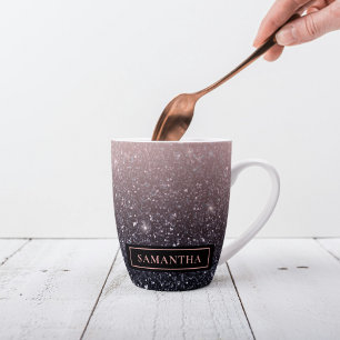 Moderne Glitzern in Schwarz und Rosa Glitzer Milchtasse