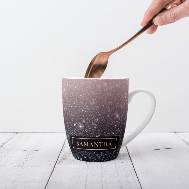 Moderne Glitzern in Schwarz und Rosa Glitzer Milchtasse (Von Creator hochgeladen)