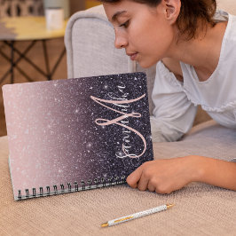Moderne Glitzern in Schwarz und Rosa Glitzer Notizblock