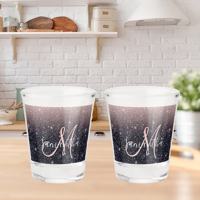 Moderne Glitzern in Schwarz und Rosa Glitzer Schnapsglas (Von Creator hochgeladen)
