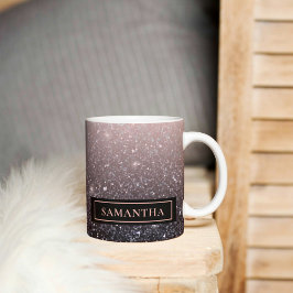 Moderne Glitzern in Schwarz und Rosa Glitzer Tasse