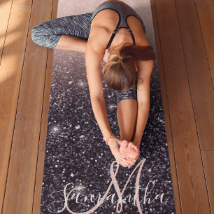 Moderne Glitzern in Schwarz und Rosa Glitzer Yogamatte