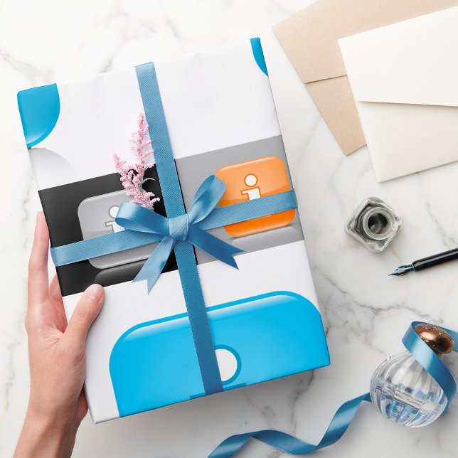 Moderne Glossy Information Symbols Geschenkpapier (Von Creator hochgeladen)
