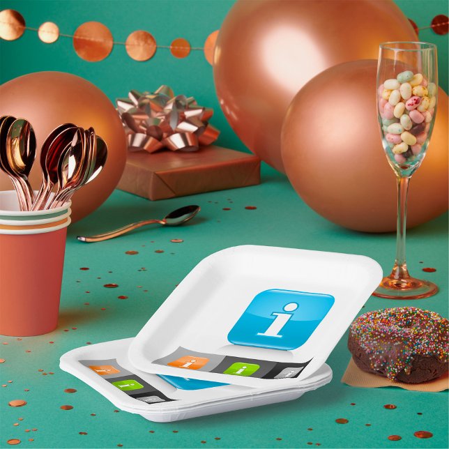 Moderne Glossy Information Symbols Pappteller (Von Creator hochgeladen)
