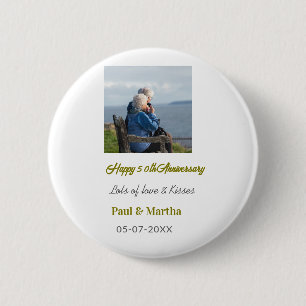 Moderne glückliche 50. Hochzeitstag Jubiläum Name Button
