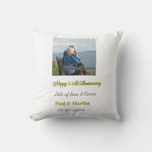 Moderne glückliche 50. Hochzeitstag Name Datum Fot Kissen