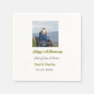 Moderne glückliche 50. Hochzeitstag Namensdatum Fo Serviette
