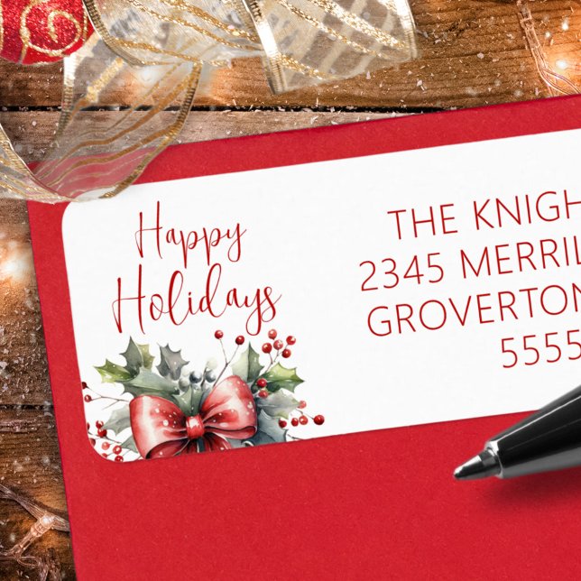 Moderne glückliche Ferien Script Red Bow Holly (Von Creator hochgeladen)