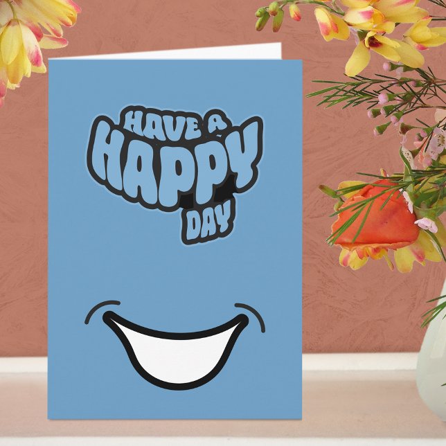 Moderne glückliche (Geburtsstunde) geklappte Grußk Karte (Greeting Card - Blue)