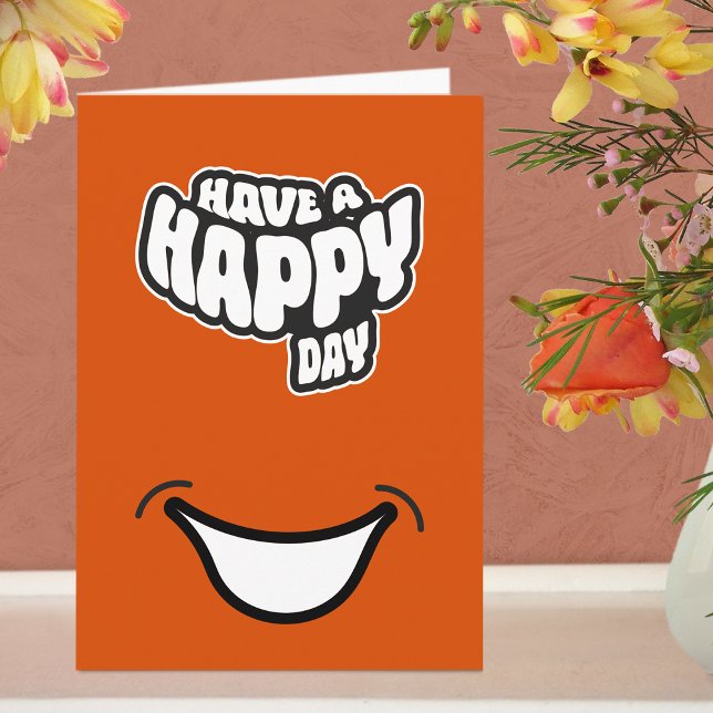 Moderne glückliche (Geburtsstunde) geklappte Grußk Karte (Greeting Card - Orange Again)