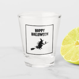 Moderne glückliche Halloween-Fliegerei auf Broom C Schnapsglas