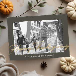 Moderne glückliche Thanksgiving-Familienfoto Feiertagskarte