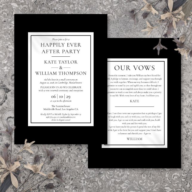 Moderne glücklicherweise je nach Party Hochzeitsst Einladung (Modern Happily Ever After Party Wedding Vows Invitation)