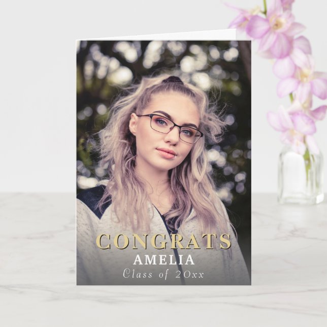 Moderne Glückwunsch Full Foto Abschluss Card Karte (Orchidee)