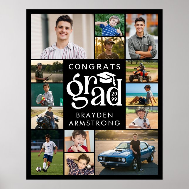 Moderne Glückwunsch Grad 14 Foto Collage Fett Typ Poster (Vorne)