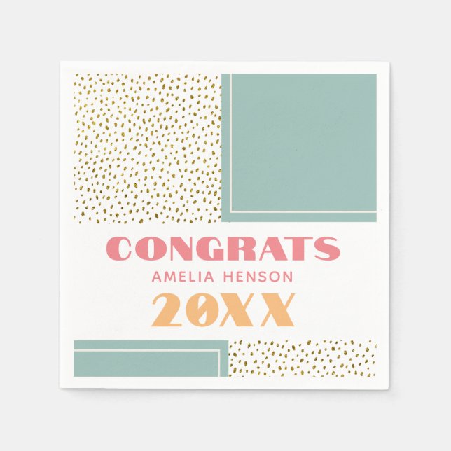 Moderne Glückwunsch Grad Gold Glitzer Graduation P Serviette (Vorderseite)