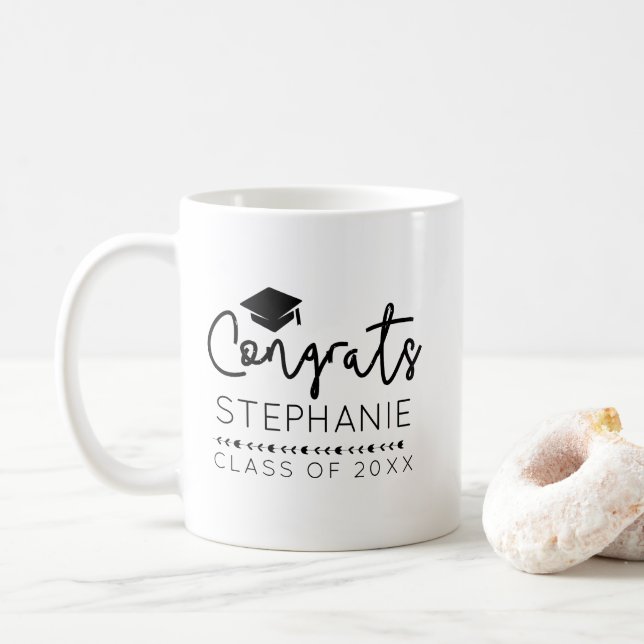 Moderne Glückwunsch Grad Graduation Cap Kaffee Kaffeetasse (Mit Donut)