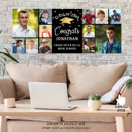 Moderne Glückwunsch Graduate 12 Foto Collage Black Poster