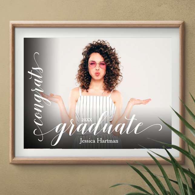 Moderne Glückwunsch Graduate Foto Poster (Congrats Graduate poster with your photo, INSTANT DOWNLOAD and/or PRINTED)