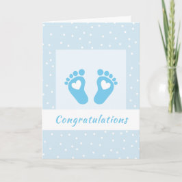 Moderne Glückwünsche Baby Boy Feet Heart Blue Karte