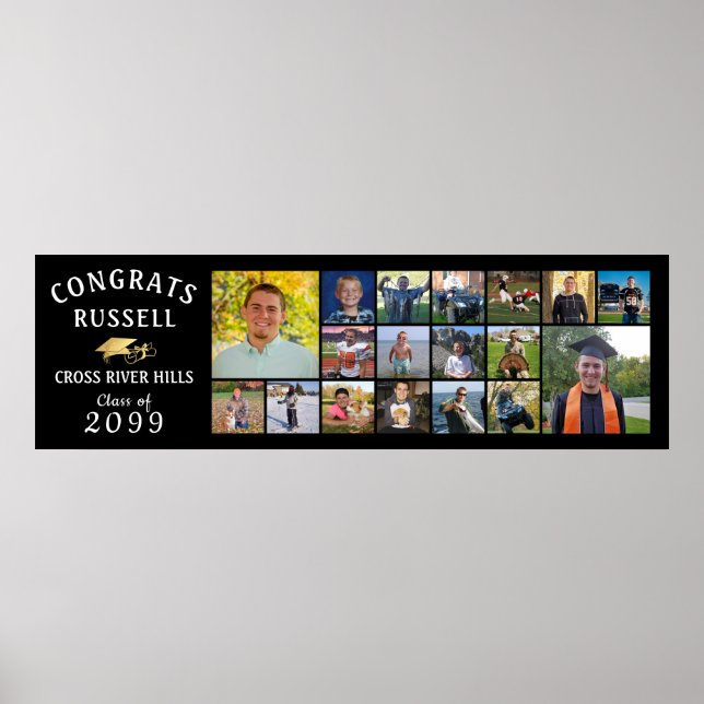 Moderne GLÜCKWÜNSCHE GRAD 18 FotoCollage Poster (Vorne)